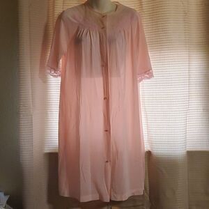 Vintage Lorraine Pink Lace Lingerie  Robe Size Medium